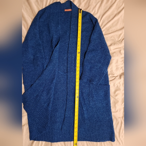 Kuna Luxury Alpaca Longline Open Cardigan Blue Duster Sweater Pockets Sz S/M - Picture 6 of 6